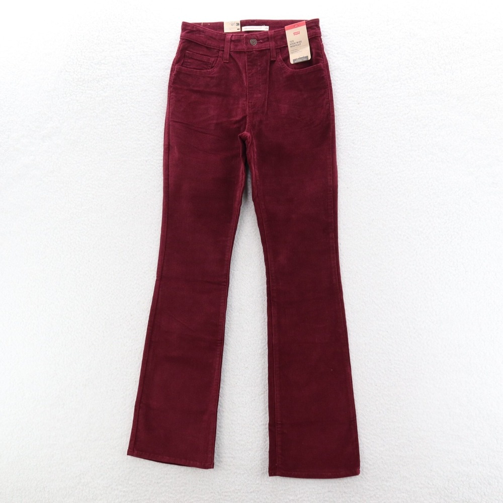 Levis Jeans Womens 32 Red 725 High Rise Bootcut Pinwale Corduroy Boho 70s Hippie
